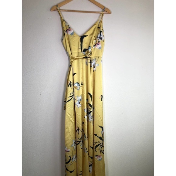 Amanda Uprichard Mccanna Dress Honeysuckle Wrap Maxi Yellow Floral Print XS - Picture 10 of 16